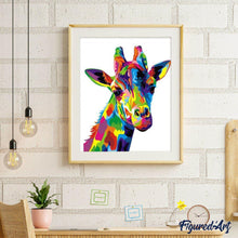 Cargar imagen en el visor de la galería, Pintar Por Números - Jirafa De Color - Figuredart - Animales Jirafas Pop Art Principiantes
