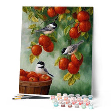 Cargar imagen en el visor de la galería, Pintar Por Números - Pájaros En Las Manzanas Rojas - Figuredart - Animales Pájaros