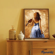 Cargar imagen en el visor de la galería, Pintar Por Números - Muchacha Que Toca Un Violín - Figuredart - Música Romanticismo
