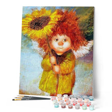 Cargar imagen en el visor de la galería, Pintar Por Números - Muchacha Del Girasol - Figuredart - Flores Retrato