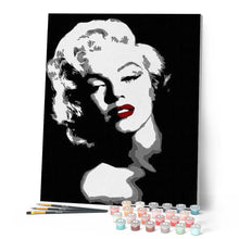 Cargar imagen en el visor de la galería, Pintar Por Números - Monroe Blanco Y Negro - Figuredart - Retrato