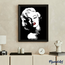 Cargar imagen en el visor de la galería, Pintar Por Números - Monroe Blanco Y Negro - Figuredart - Retrato