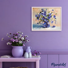 Cargar imagen en el visor de la galería, Pintar Por Números - Jarrón Azul De Zafiro - Figuredart - Flores