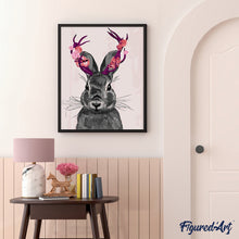 Cargar imagen en el visor de la galería, Pintar Por Números - Conejo Con Una Flor - Figuredart - Animales