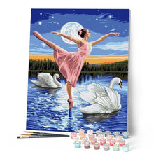 Cargar imagen en el visor de la galería, Pintar Por Números - Bailarina Con Cisnes En El Lago - Figuredart - Baile