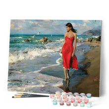 Cargar imagen en el visor de la galería, Pintar Por Números - Mujer En El Mar Rojo - Figuredart - Paisajes