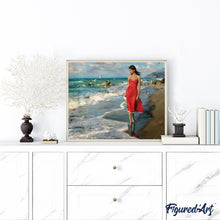 Cargar imagen en el visor de la galería, Pintar Por Números - Mujer En El Mar Rojo - Figuredart - Paisajes