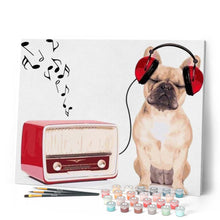 Cargar imagen en el visor de la galería, Pintar Por Números - Perro Que Escucha La Música - Figuredart - Animales Perros