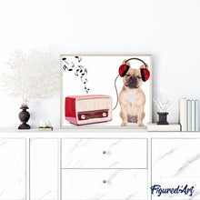 Cargar imagen en el visor de la galería, Pintar Por Números - Perro Que Escucha La Música - Figuredart - Animales Perros