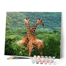 Cargar imagen en el visor de la galería, Pintar Por Números - Abrazo Entre Jirafas - Figuredart - Animales Jirafas