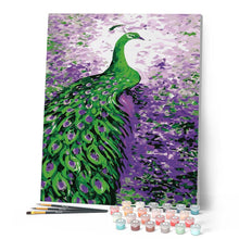 Cargar imagen en el visor de la galería, Pintar Por Números - Pavo Real Púrpura Verde - Figuredart - Animales Pavo Real