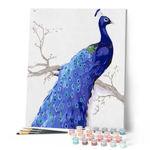 Cargar imagen en el visor de la galería, Pintar Por Números - Pavo Real Azul Profundo - Figuredart - Animales Pavo Real