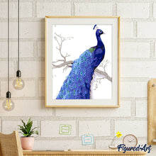 Cargar imagen en el visor de la galería, Pintar Por Números - Pavo Real Azul Profundo - Figuredart - Animales Pavo Real