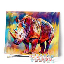Cargar imagen en el visor de la galería, Pintar Por Números - Rinoceronte Colorido Grande - Figuredart - Animales Pop Art