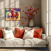 Cargar imagen en el visor de la galería, Pintar Por Números - Rinoceronte Colorido Grande - Figuredart - Animales Pop Art