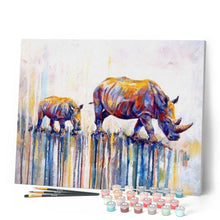 Cargar imagen en el visor de la galería, Pintar Por Números - Rinocerontes Andando - Figuredart - Animales