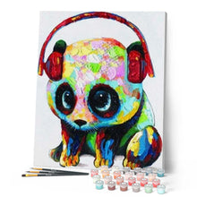 Cargar imagen en el visor de la galería, Pintar Por Números - Panda Usando Auriculares - Figuredart - Animales Pandas