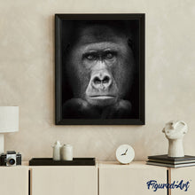 Cargar imagen en el visor de la galería, Pintar Por Números - Gorila Blanco Y Negro - Figuredart - Animales