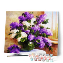 Cargar imagen en el visor de la galería, Pintar Por Números - Vaso Con Flores Púrpuras - Figuredart - Flores