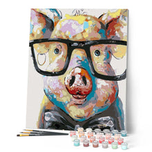 Cargar imagen en el visor de la galería, Pintar Por Números - Cerdo Con Gafas - Figuredart - Animales