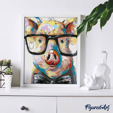 Cargar imagen en el visor de la galería, Pintar Por Números - Cerdo Con Gafas - Figuredart - Animales