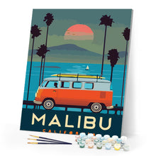Cargar imagen en el visor de la galería, Póster de viaje Malibu California