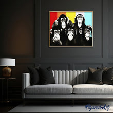 Cargar imagen en el visor de la galería, Pintar Por Números - Los Chimpancés - Figuredart - Animales
