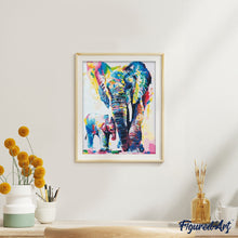 Cargar imagen en el visor de la galería, Pintar Por Números - Elefante Acuarela - Figuredart - Animales Elefantes