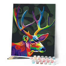 Cargar imagen en el visor de la galería, Pintar Por Números - Ciervos Coloridos - Figuredart - Animales Pop Art