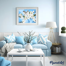 Cargar imagen en el visor de la galería, Pintar Por Números - Pájaro Blanco De La Magnolia - Figuredart - Animales Flores Principiantes Pájaros