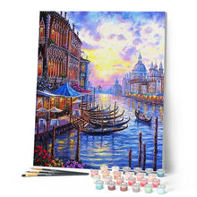 Cargar imagen en el visor de la galería, Pintar Por Números - Venecia Puesta De Sol - Figuredart - Ciudades Paisajes