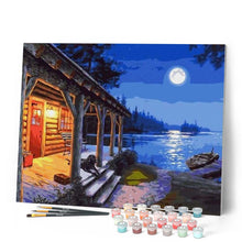 Cargar imagen en el visor de la galería, Pintar Por Números - Cabaña En La Luz De La Luna - Figuredart - Paisajes
