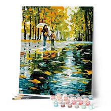 Cargar imagen en el visor de la galería, Pintar Por Números - Madre E Hijo Bajo La Lluvia - Figuredart - Paisajes Árboles