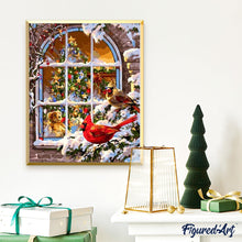 Cargar imagen en el visor de la galería, Pintar Por Números - Ventana De Pájaros De La Nieve - Figuredart - Animales Pájaros