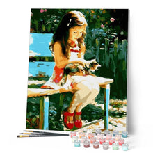 Cargar imagen en el visor de la galería, Pintar Por Números - Chica En Parque - Figuredart - Animales Gatos Romanticismo