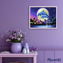 Cargar imagen en el visor de la galería, Pintar Por Números - Luna Y Delfín - Figuredart - Animales Dolfines