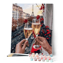 Cargar imagen en el visor de la galería, Pintar Por Números - Brindando París - Figuredart - Ciudades Romanticismo