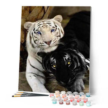 Cargar imagen en el visor de la galería, Pintar Por Números - Tigre Blanco Y Negro - Figuredart - Animales Tigres
