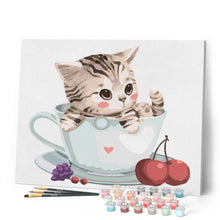 Cargar imagen en el visor de la galería, Pintar Por Números - Gato Cereza - Figuredart - Animales Cocina Gatos Principiantes