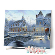 Cargar imagen en el visor de la galería, Pintar Por Números - Iglesia En La Nieve - Figuredart - Paisajes