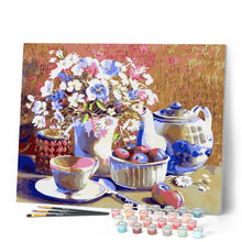 Cargar imagen en el visor de la galería, Juego de té y flores