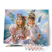 Cargar imagen en el visor de la galería, Pintar Por Números - Dos Ángeles - Figuredart - Religión Retrato Romanticismo