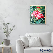 Cargar imagen en el visor de la galería, Adorables flamencos rosas y vegetación