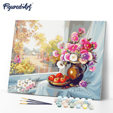 Cargar imagen en el visor de la galería, Jarrón de flores y vista al jardín