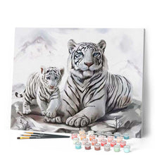 Cargar imagen en el visor de la galería, Pintar Por Números - Dos Tigres Blancos - Figuredart - Animales Tigres