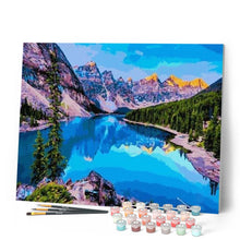 Cargar imagen en el visor de la galería, Pintar Por Números - Montaña Al Lado De La Orilla Del Agua - Figuredart - Montañas Paisajes