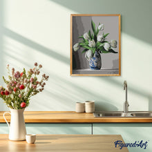 Cargar imagen en el visor de la galería, Pintar Por Números - Tulipanes Blancos - Figuredart - Flores Novedades