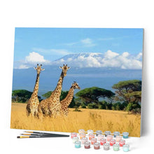 Cargar imagen en el visor de la galería, Pintar Por Números - Tres Jirafas - Figuredart - Animales Jirafas Novedades Paisajes