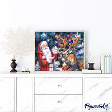 Cargar imagen en el visor de la galería, Pintar Por Números - Papá Noel Con Los Niños - Figuredart - Navidad Novedades