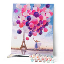 Cargar imagen en el visor de la galería, Pintar Por Números - Globos En La Torre Eiffel - Figuredart - Ciudades Novedades Romanticismo